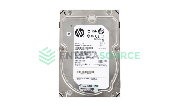 HPE 695507-002 2TB 7.2K SAS LFF 6Gbps MDL DP Hard Drive Base View