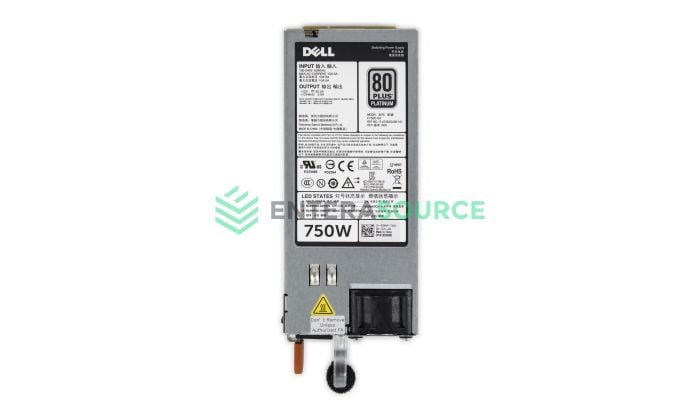 Dell D5MW8 PowerEdge R520 R620 R820 T620 VRTX 750W 80+ Platinum AC Power Supply Top View