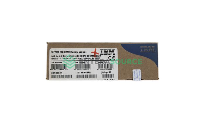 IBM 73P2866 2GB (2x 1GB) DDR2-400 PC2-3200 ECC DDR2 SDRAM Server Memory Module Top View