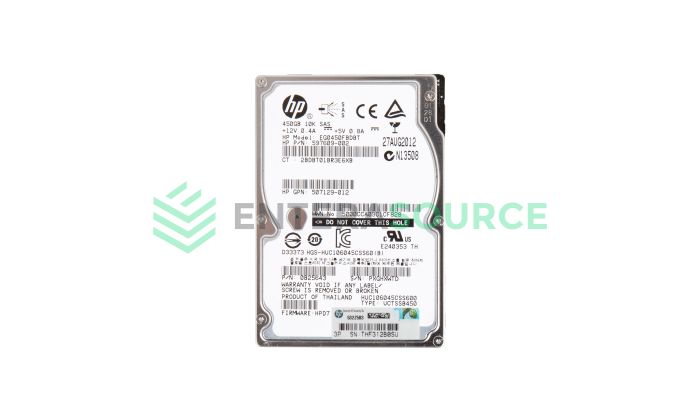 HPE 597609-002 M6625 450GB 10K SAS SFF 6Gbps ENT DP Hard Drive Base View