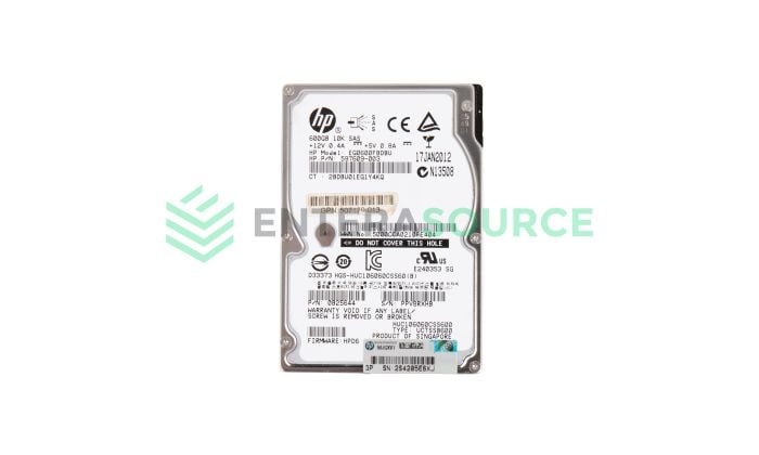 HPE 597609-003 600GB 10K SAS SFF 6Gbps ENT DP Hard Drive Base View