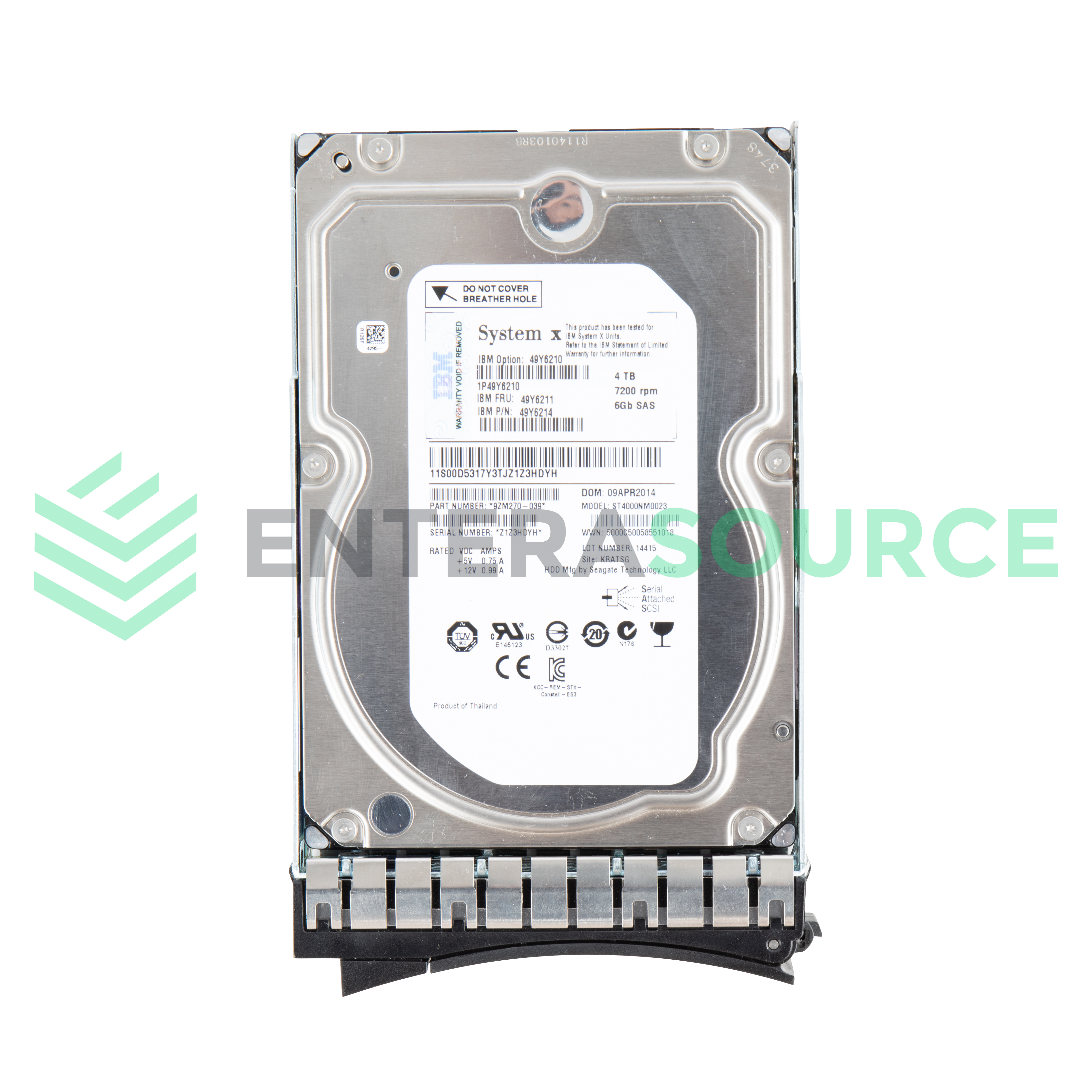 IBM 49Y6211 Lenovo 4TB 7.2K SAS 3.5